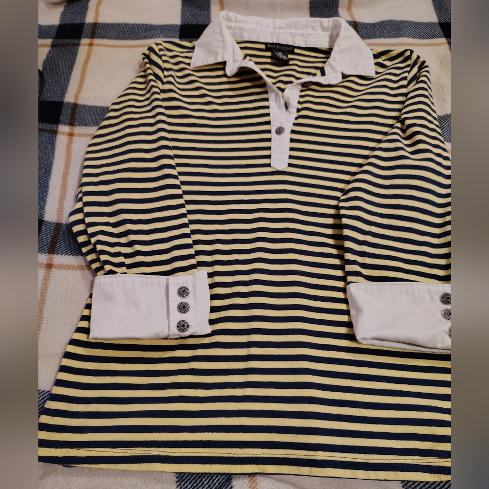Yellow and Blue Striped Shirt Size Medium